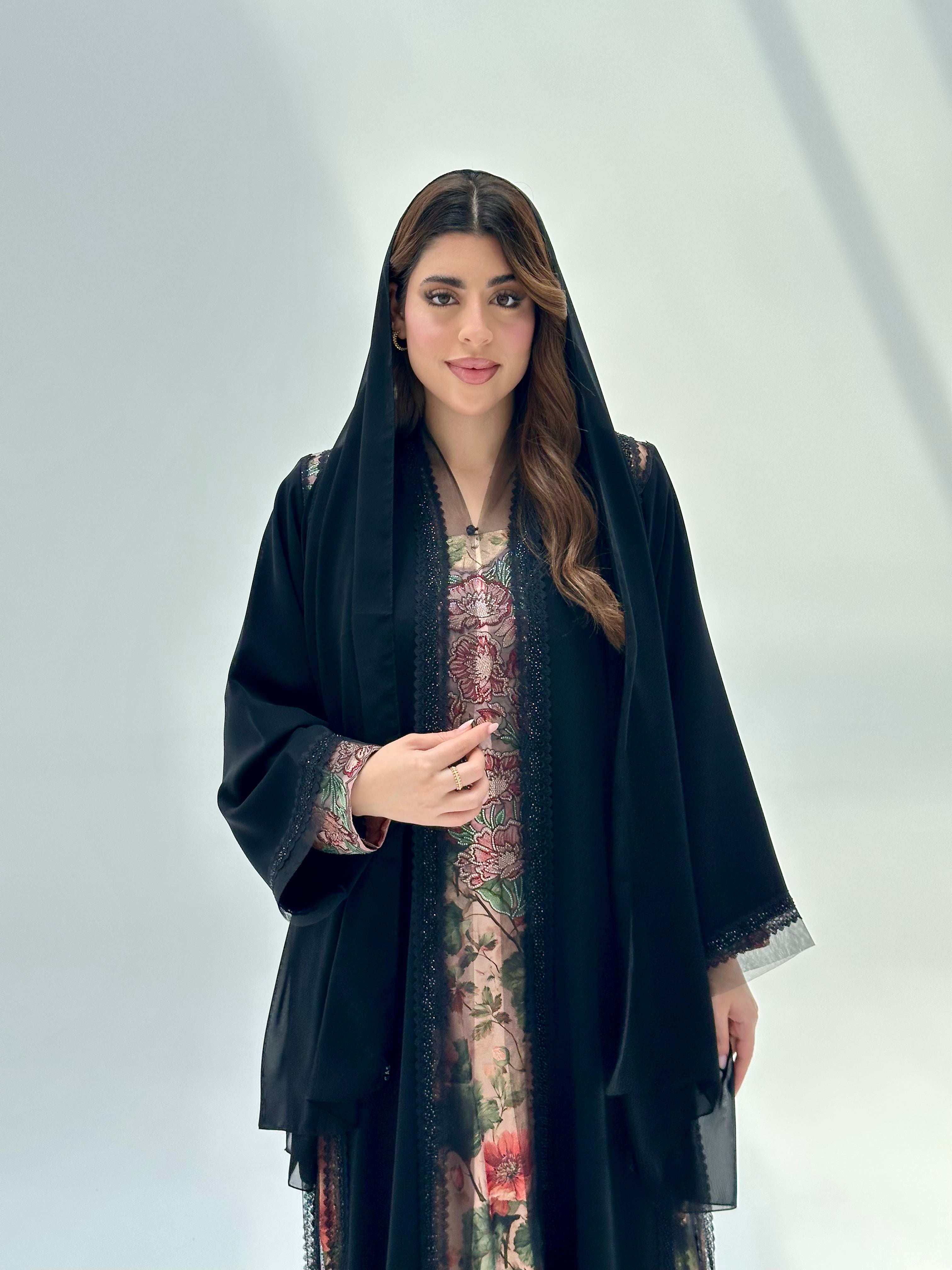C 2063 Black Lace Abaya
