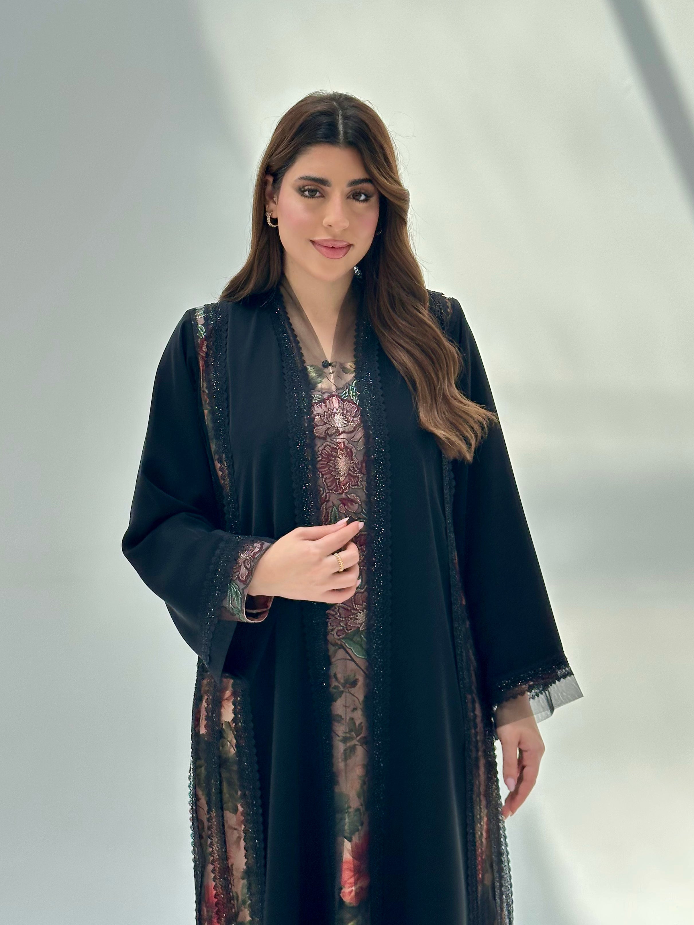C 2063 Black Lace Abaya
