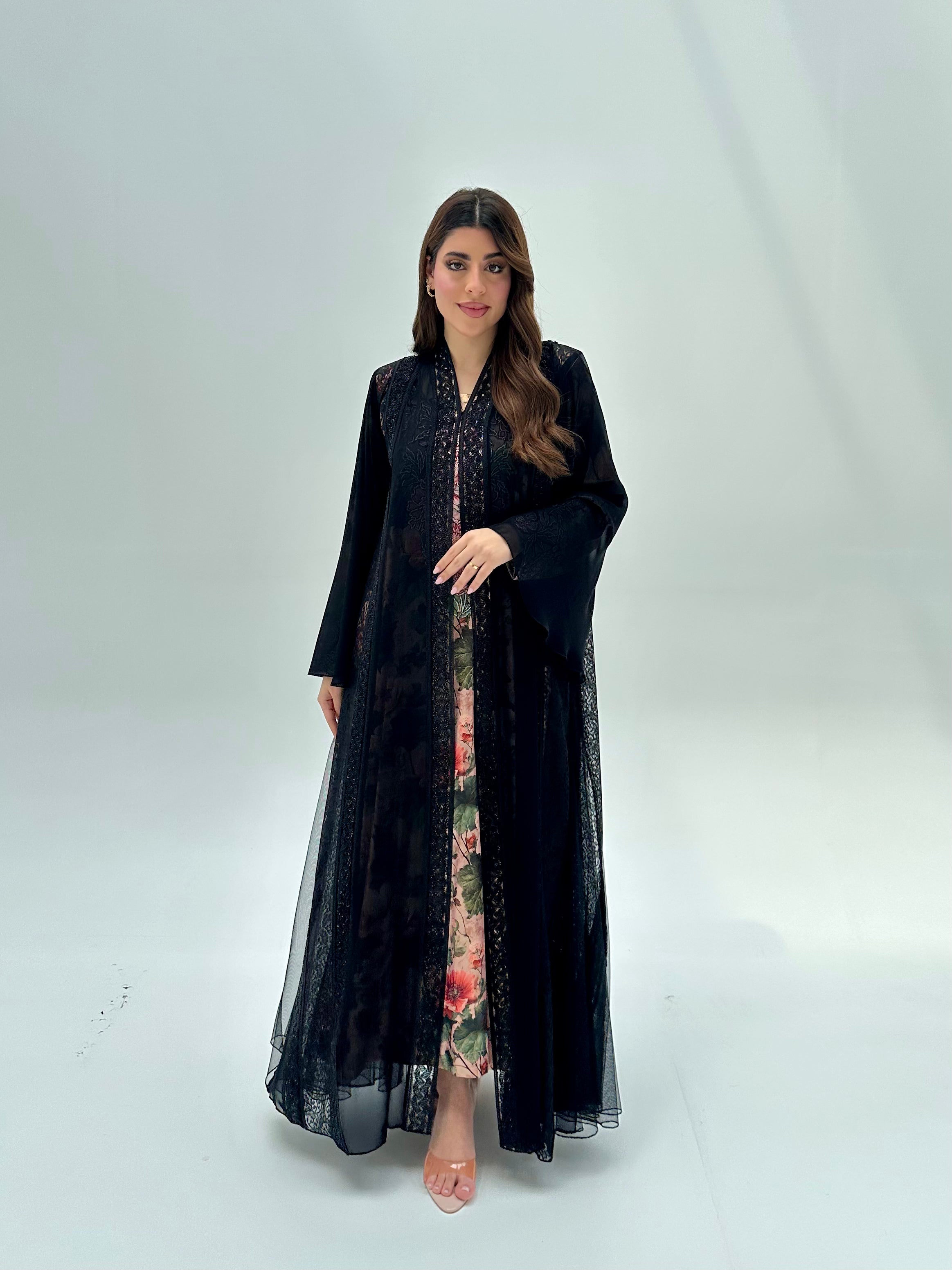 C 2064 Black Lace Abaya