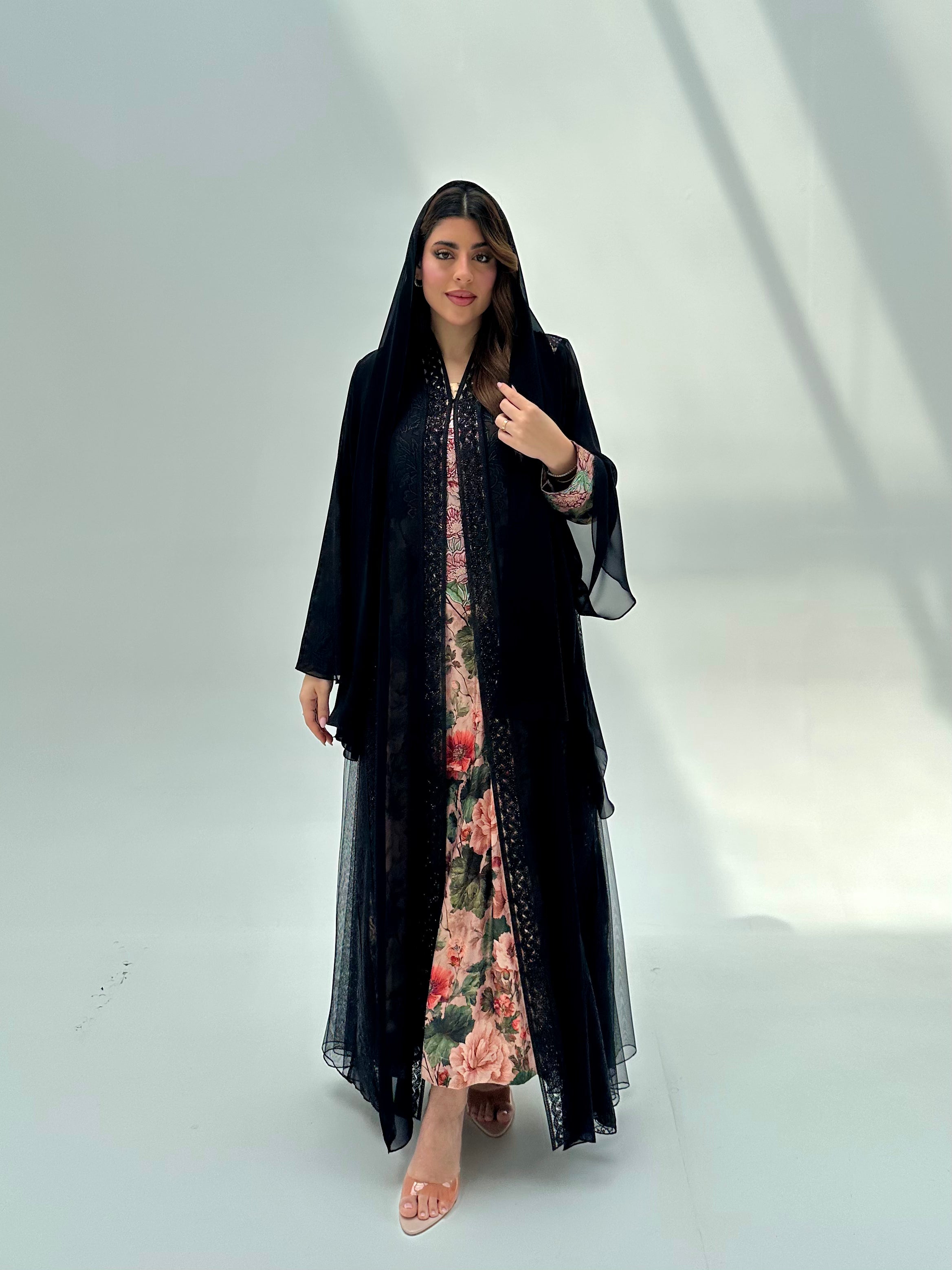C 2064 Black Lace Abaya
