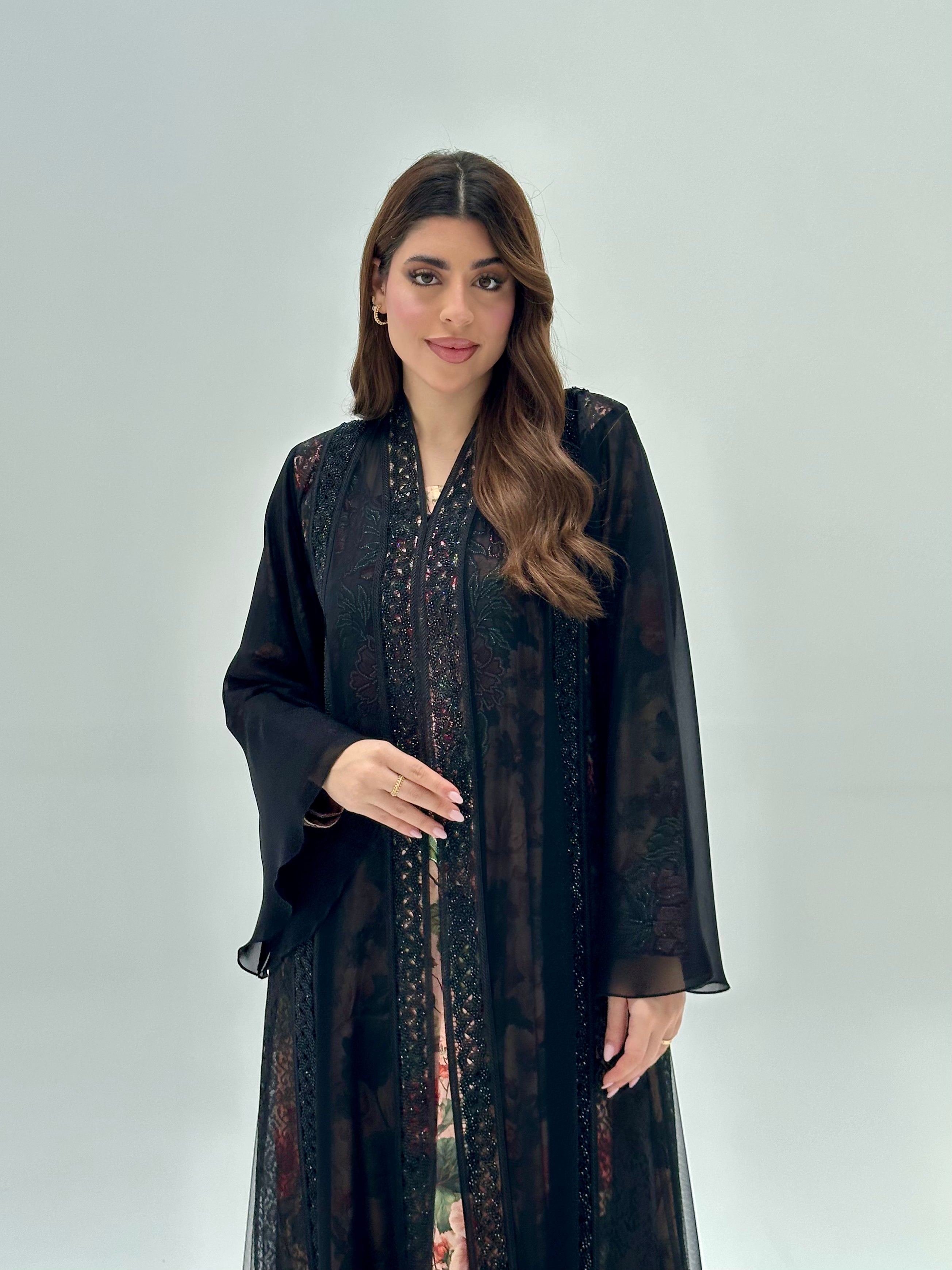 C 2064 Black Lace Abaya