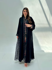 C 2065 Black Crystal Lace Abaya