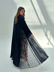 C 2065 Black Crystal Lace Abaya