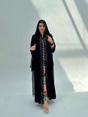 C 2065 Black Crystal Lace Abaya