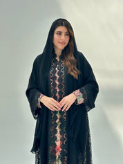 C 2065 Black Crystal Lace Abaya