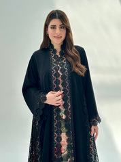 C 2065 Black Crystal Lace Abaya