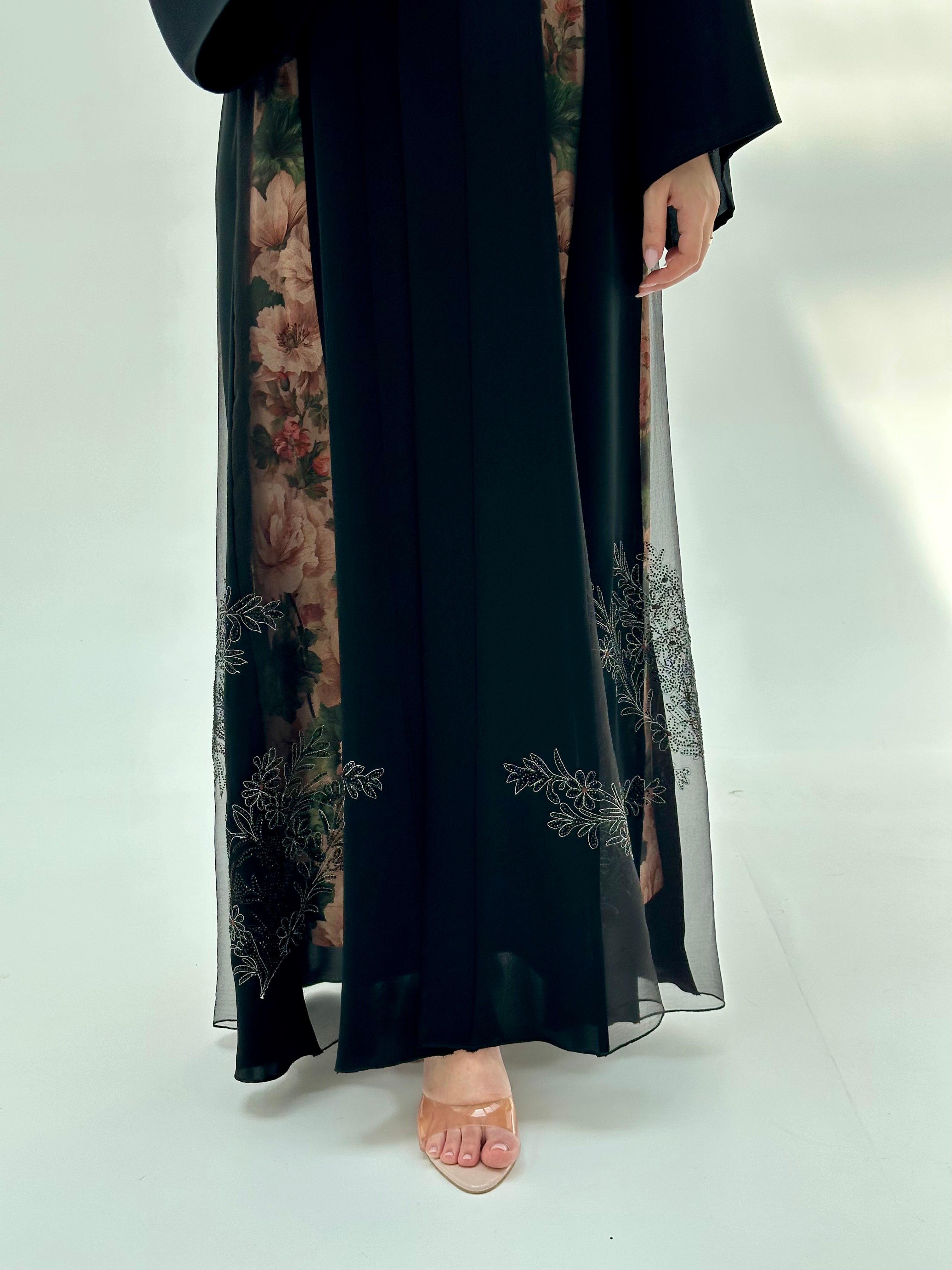 C 2066 Black Lace Abaya