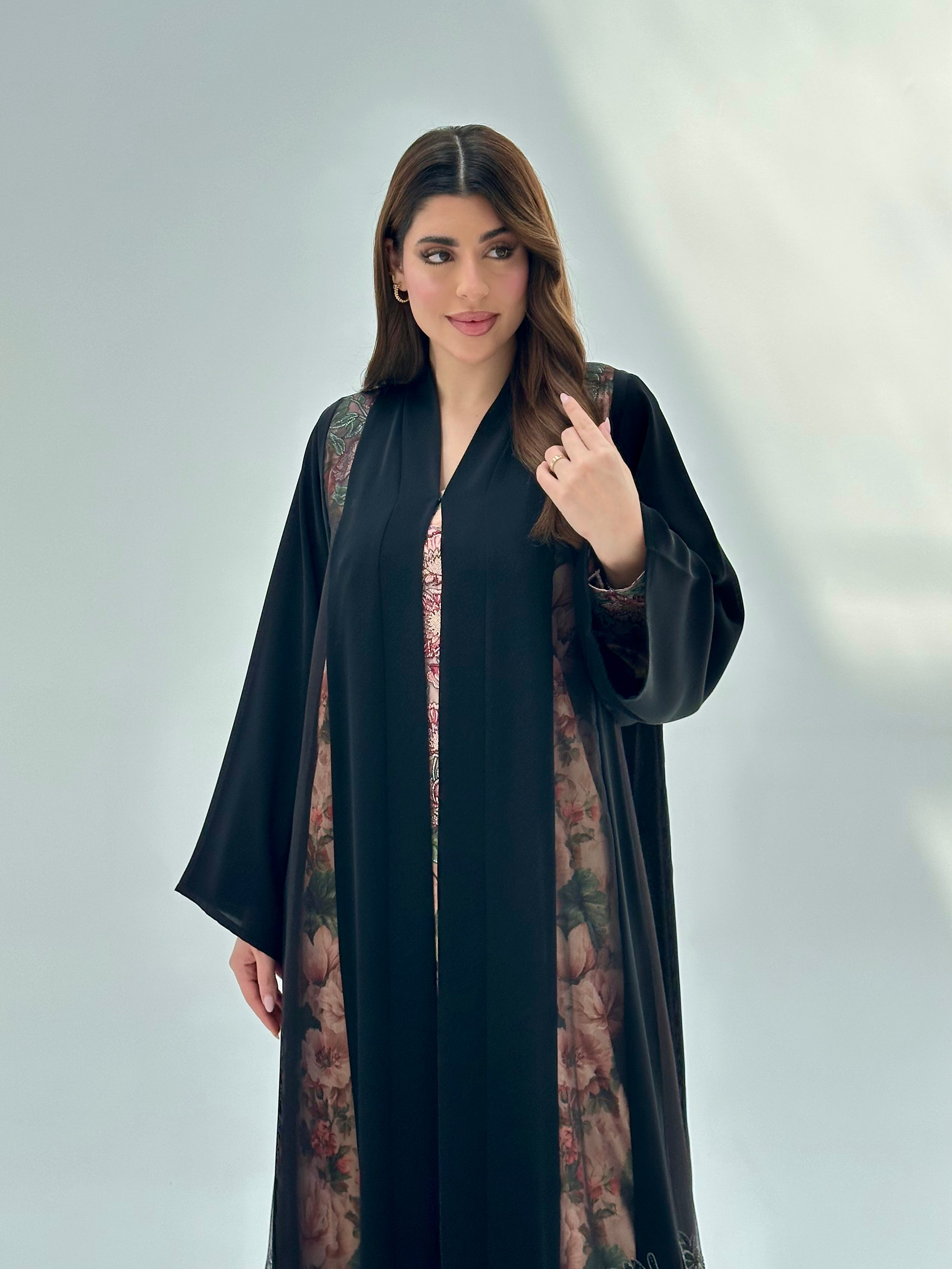 C 2066 Black Lace Abaya