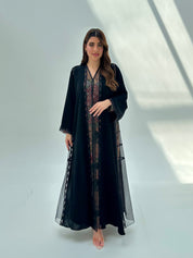 C 2067 Black Crystal Lace Abaya