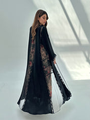 C 2067 Black Crystal Lace Abaya