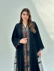 C 2067 Black Crystal Lace Abaya
