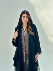 C 2067 Black Crystal Lace Abaya