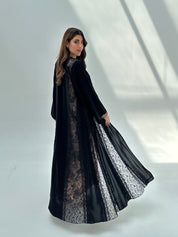 C 2068 Black Crystal Lace Abaya