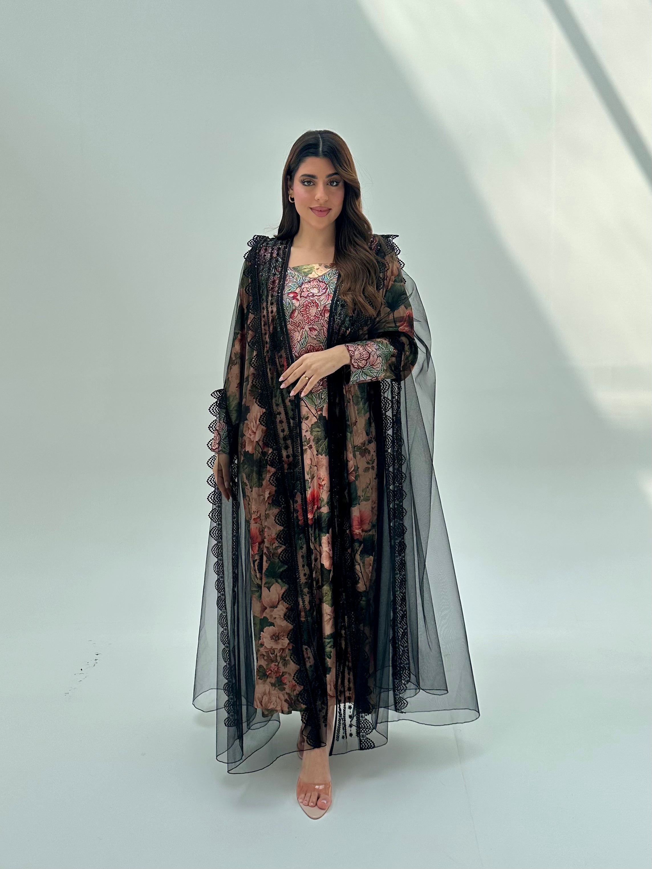 C 2069 Black Lace Abaya