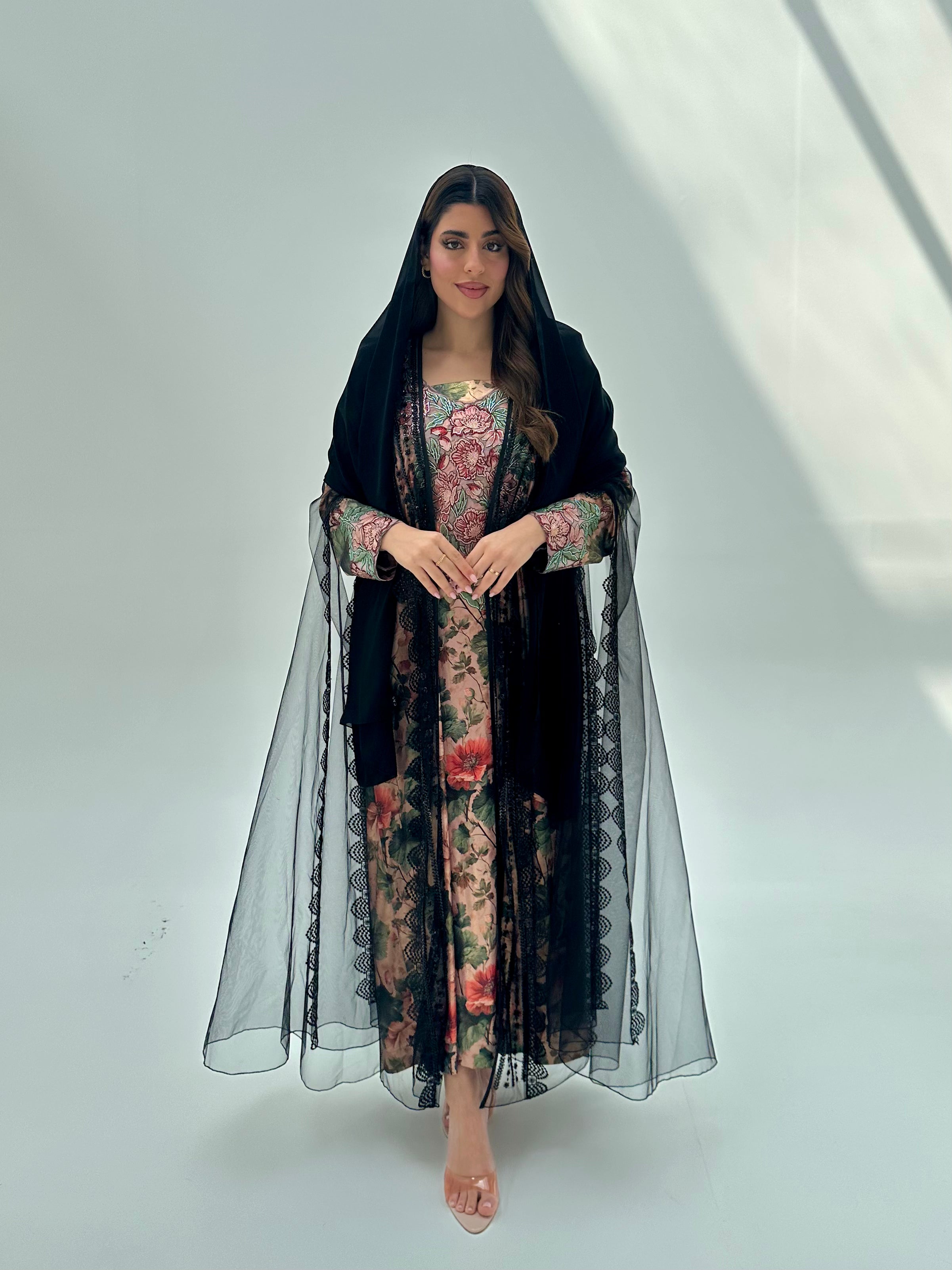 C 2069 Black Lace Abaya