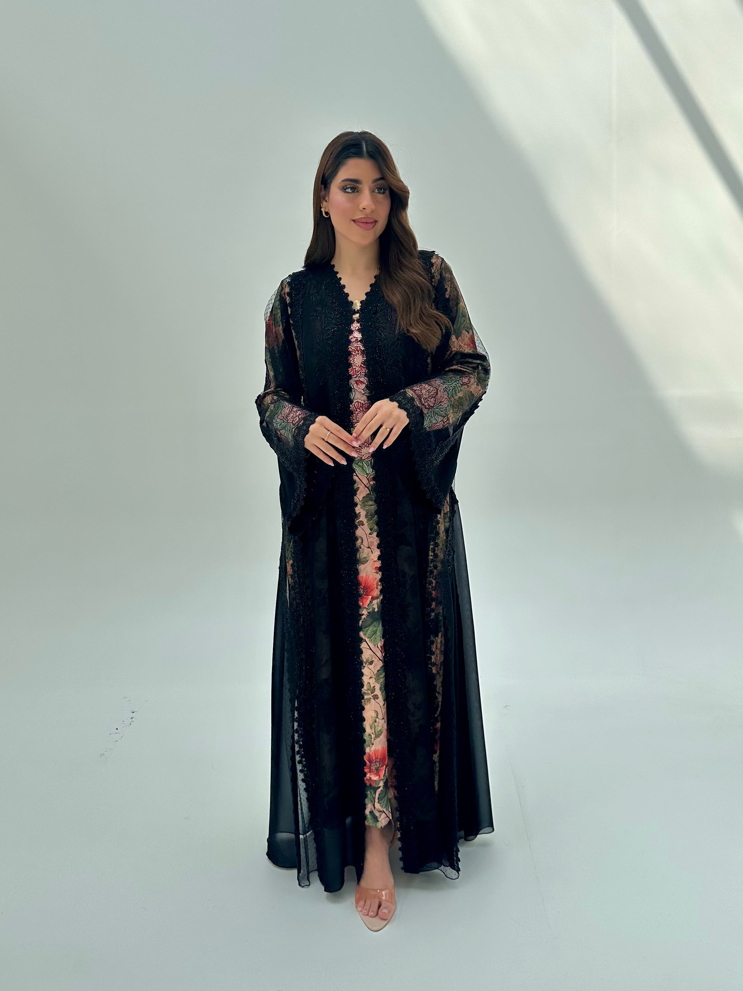 C 2070 Black Lace Abaya