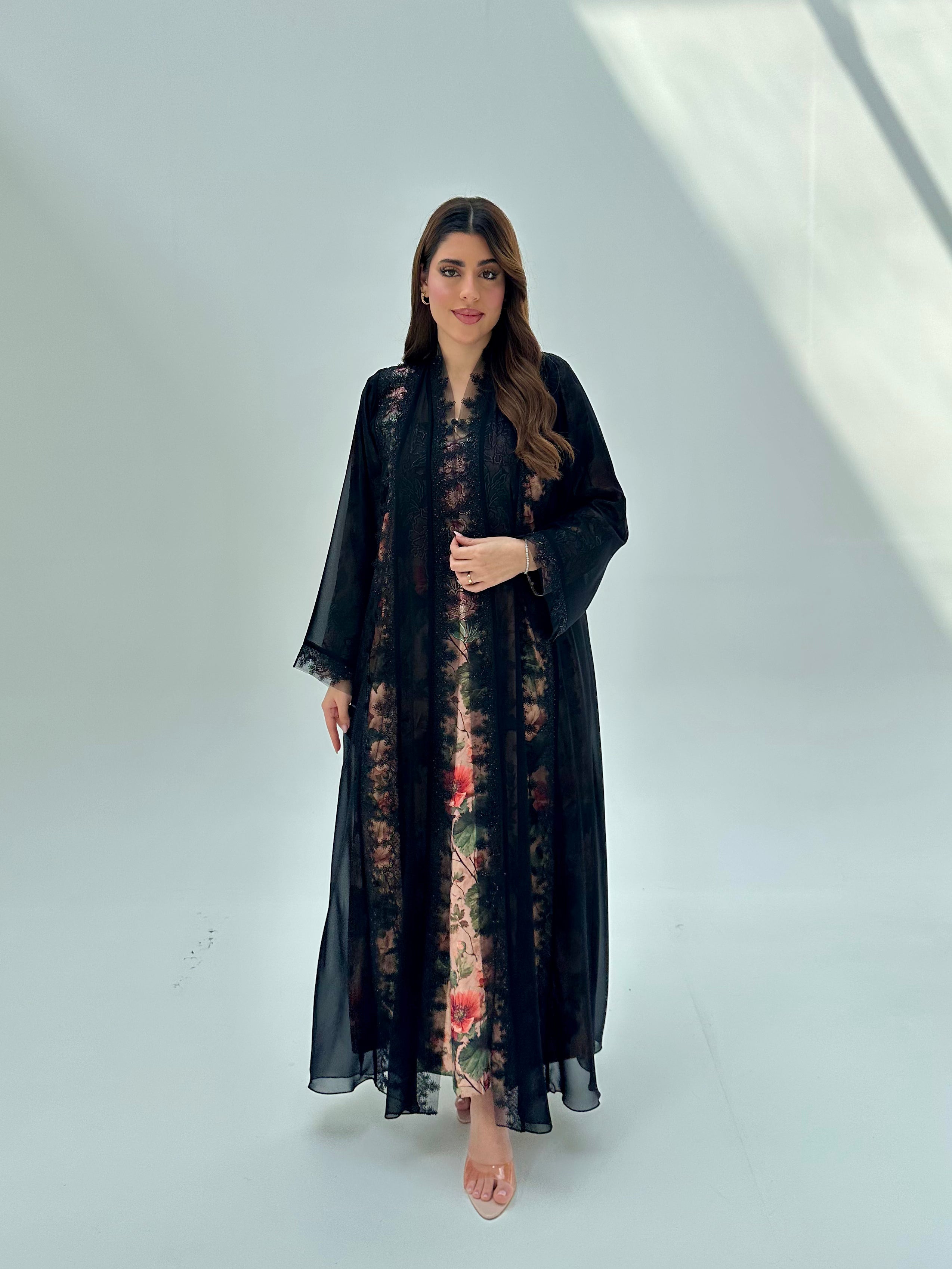 C 2071 Black Lace Abaya