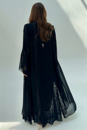 C 2072 Black Crystal Lace Abaya