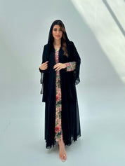 C 2072 Black Crystal Lace Abaya