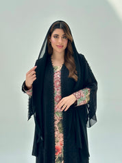 C 2072 Black Crystal Lace Abaya