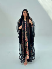 C 2073 Black Lace Abaya