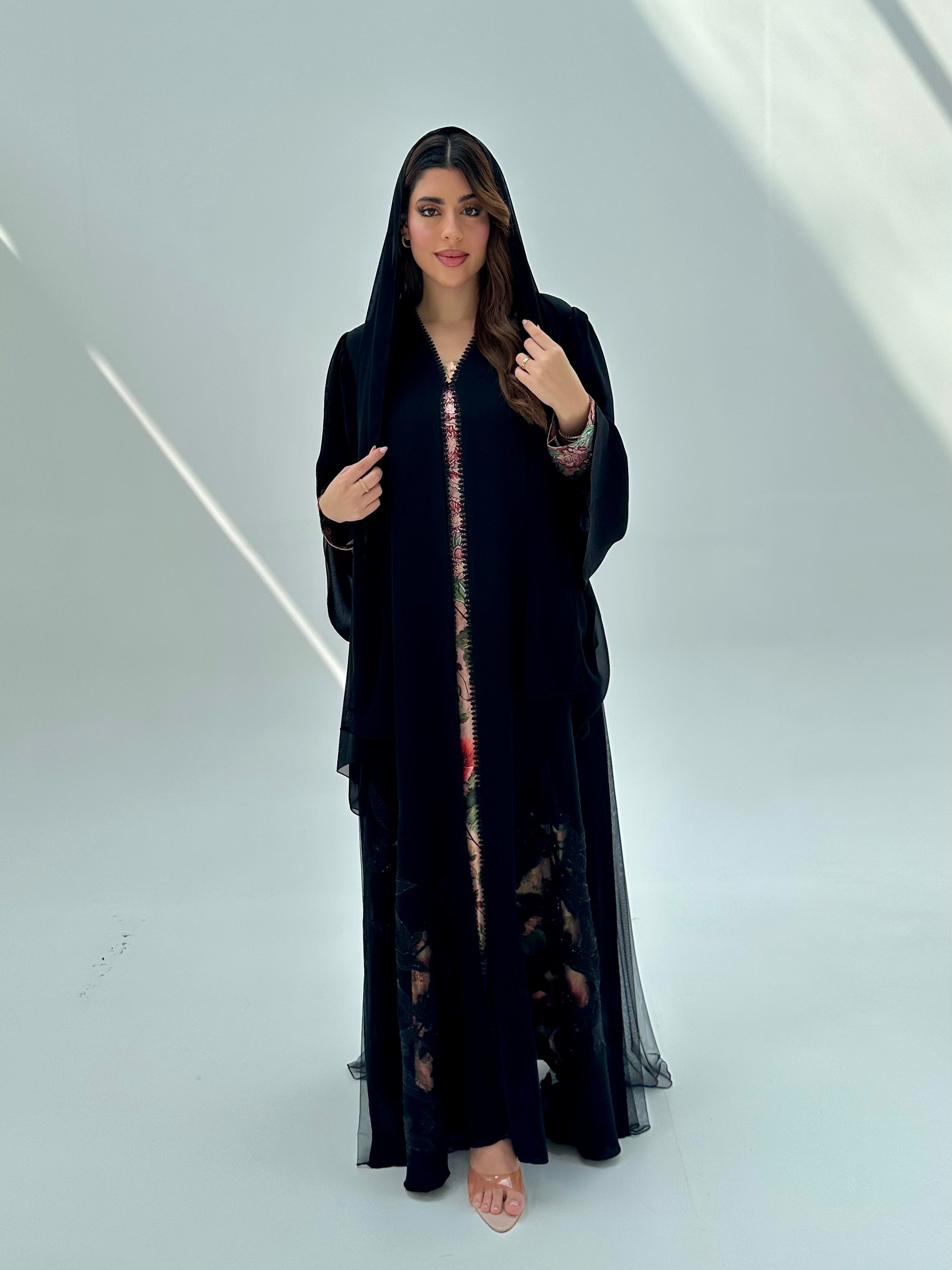 C 2074 Black Lace Abaya