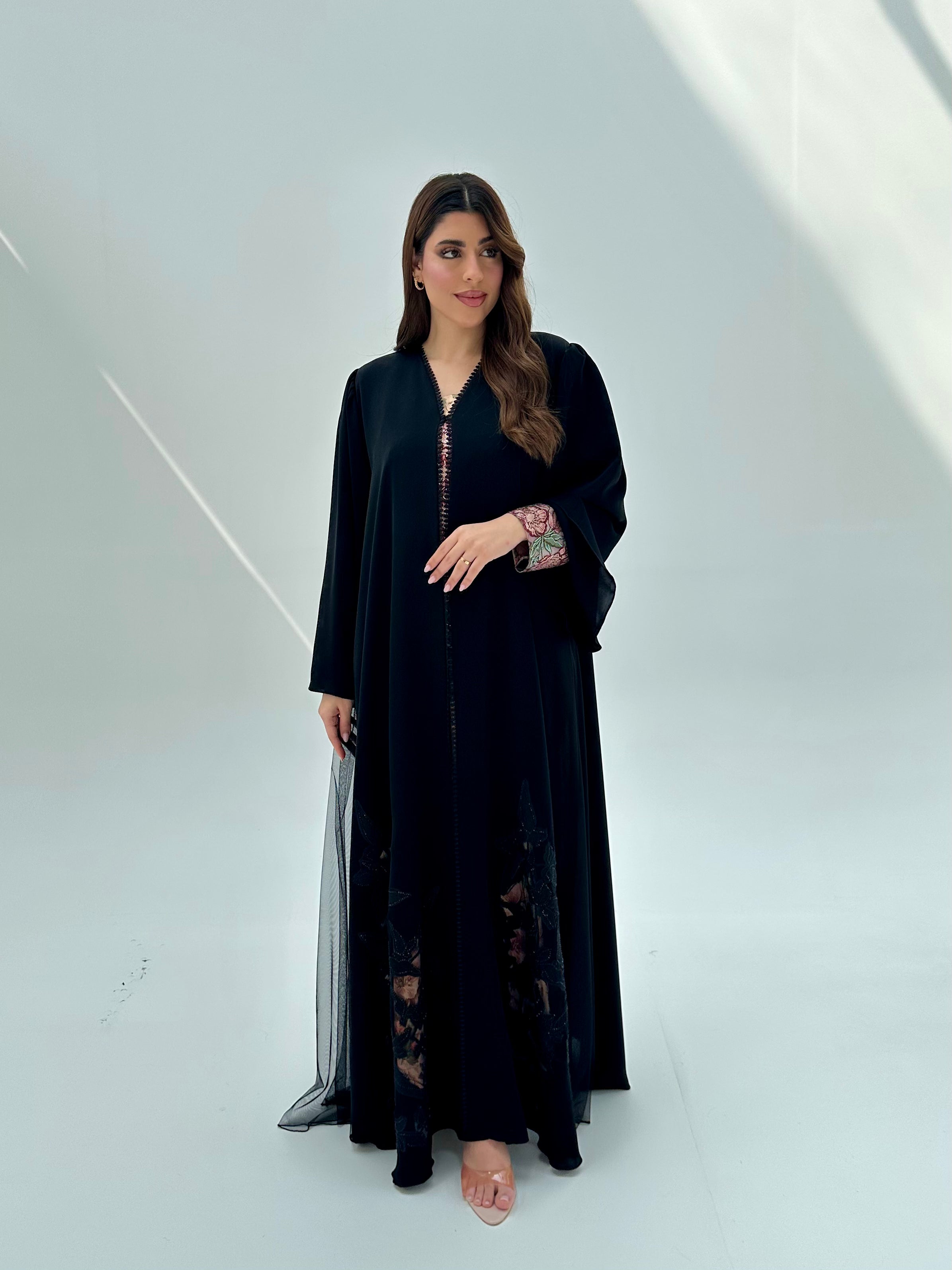 C 2074 Black Lace Abaya