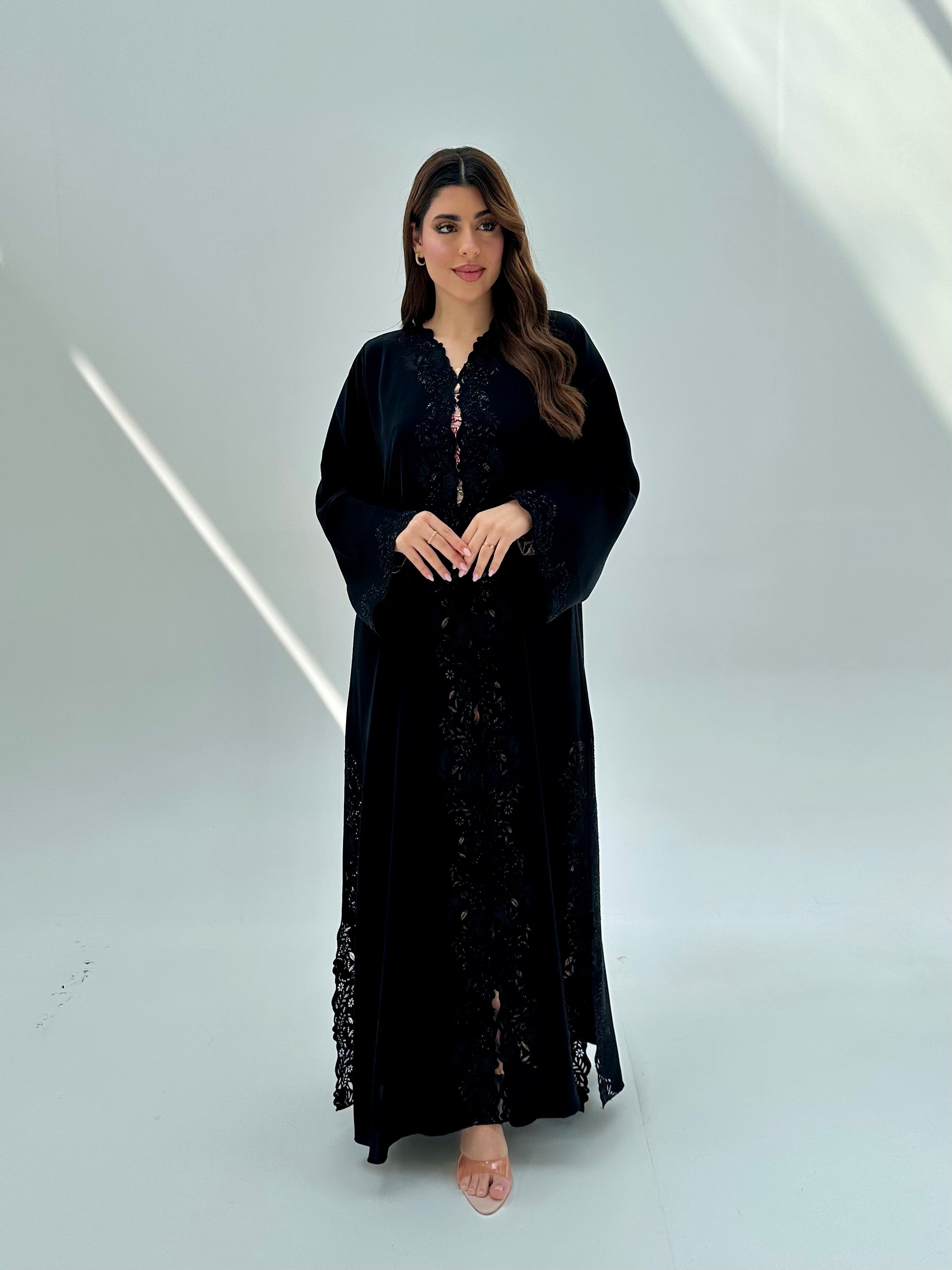 C 2075 Black Lace Abaya