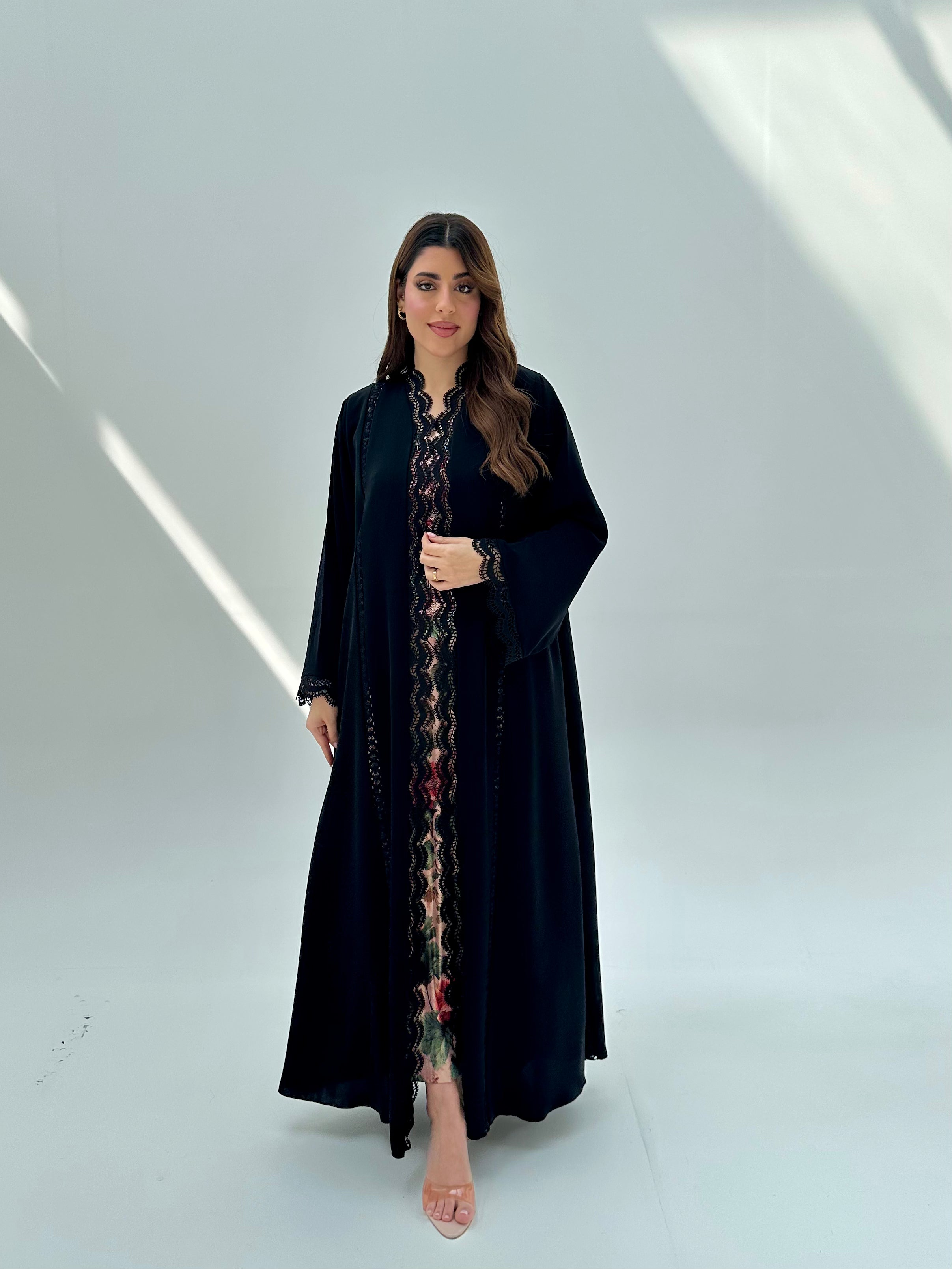 C 2076 Black Lace Abaya