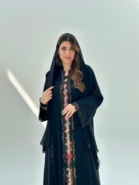 C 2076 عباية دانتيل سوداء - XS / 50