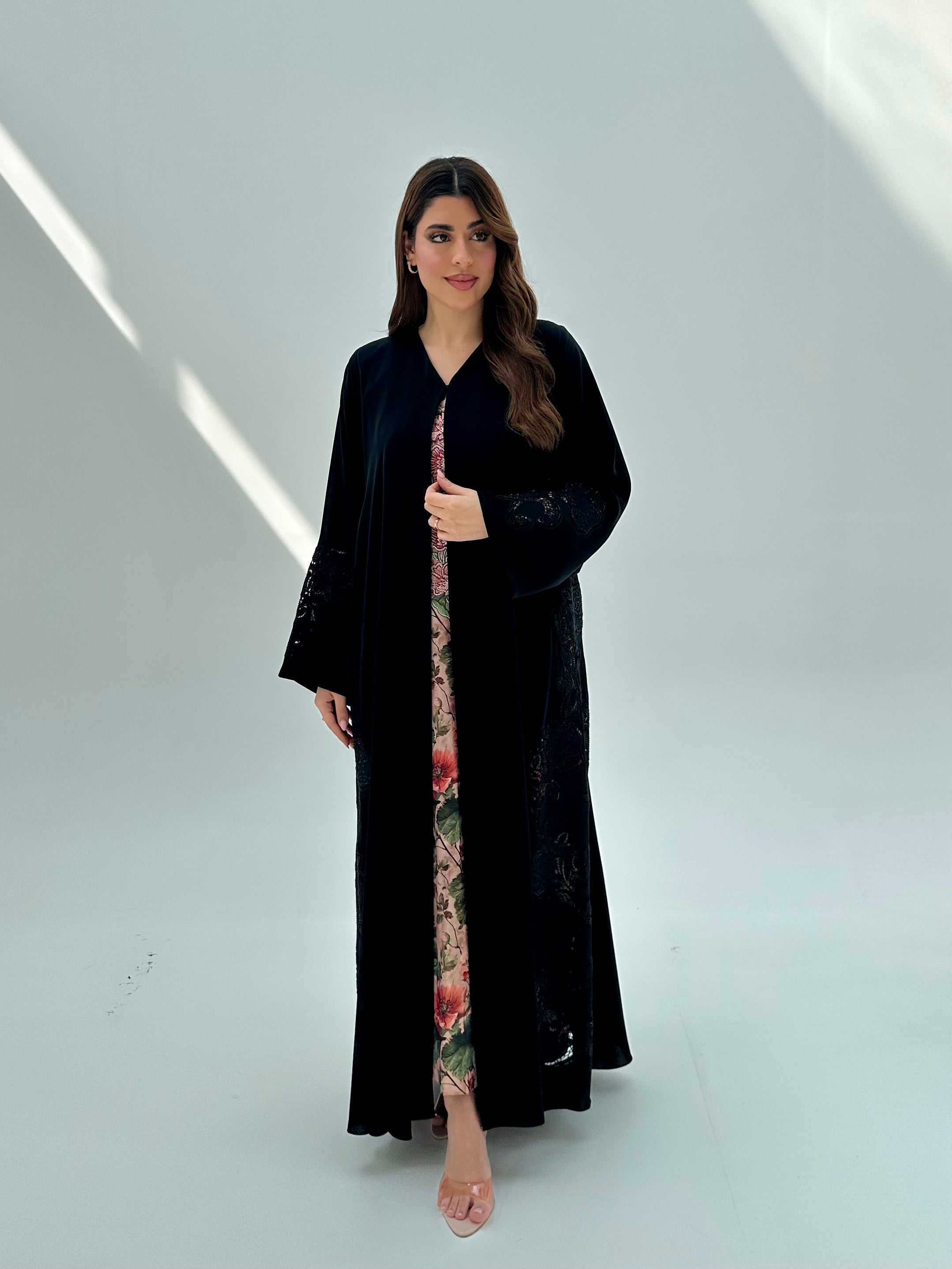 C 2077 Black Lace Abaya