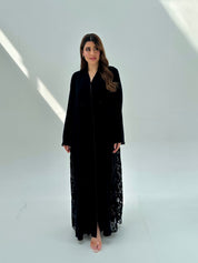 C 2078 Black Lace Abaya