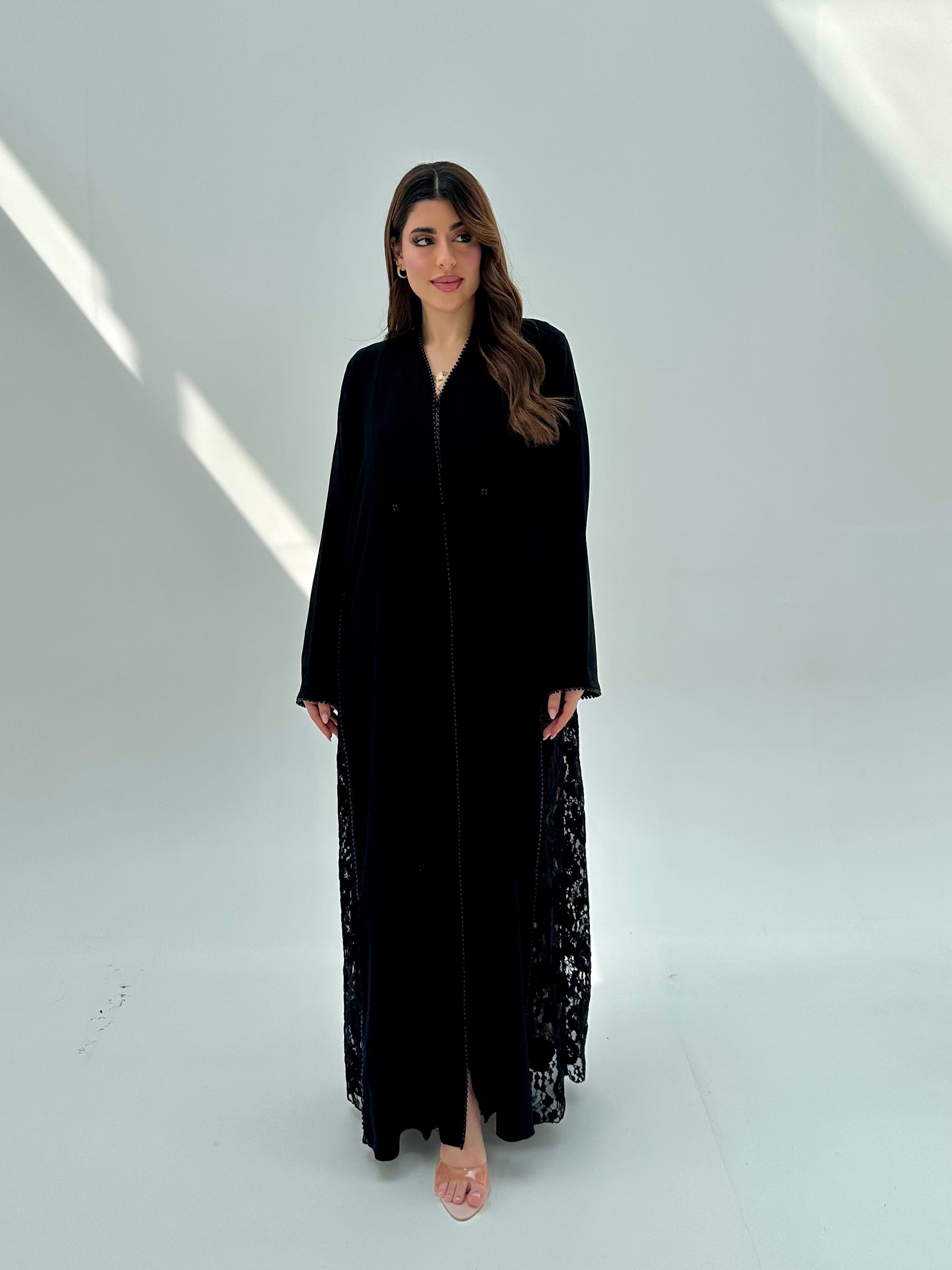 C 2078 Black Lace Abaya