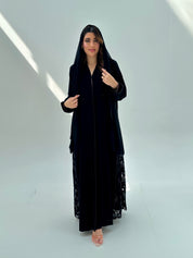 C 2078 Black Lace Abaya