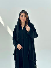 C 2078 Black Lace Abaya