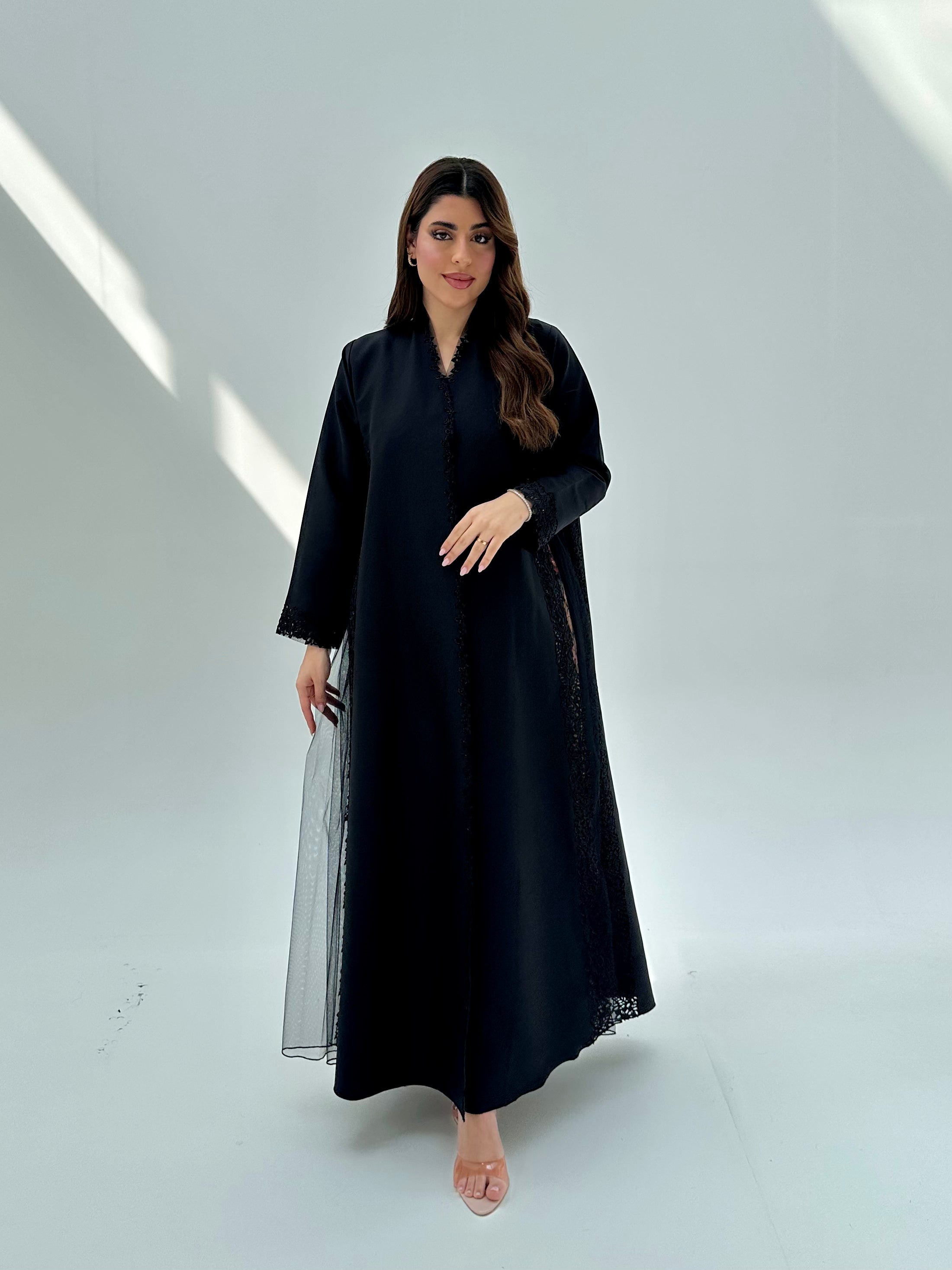 C 2079 Black Lace Abaya