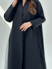 C 2079 Black Lace Abaya