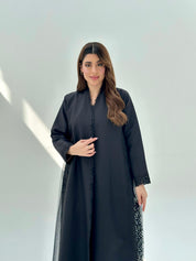 C 2079 Black Lace Abaya