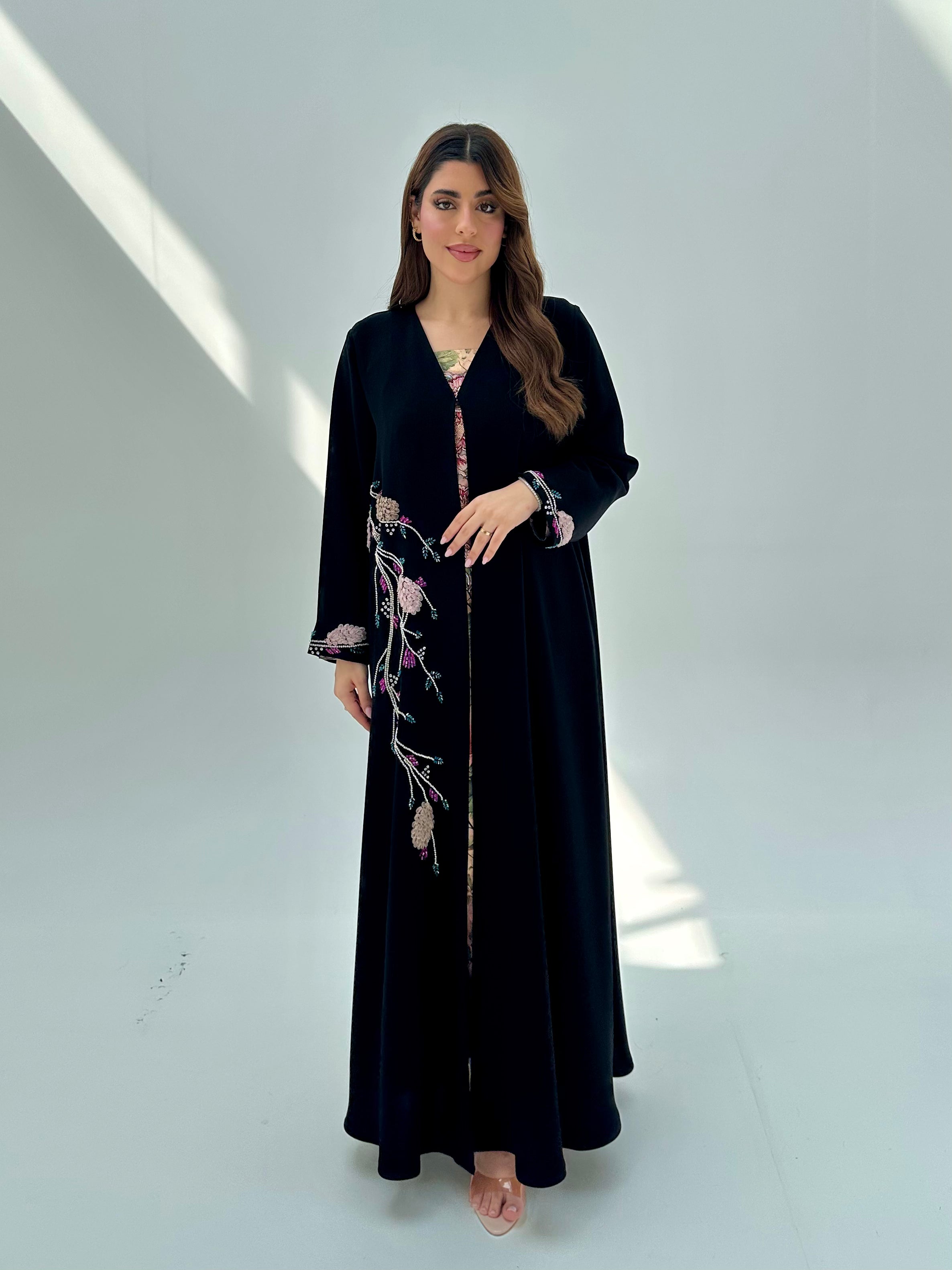 C 2080 Black Beaded Abaya