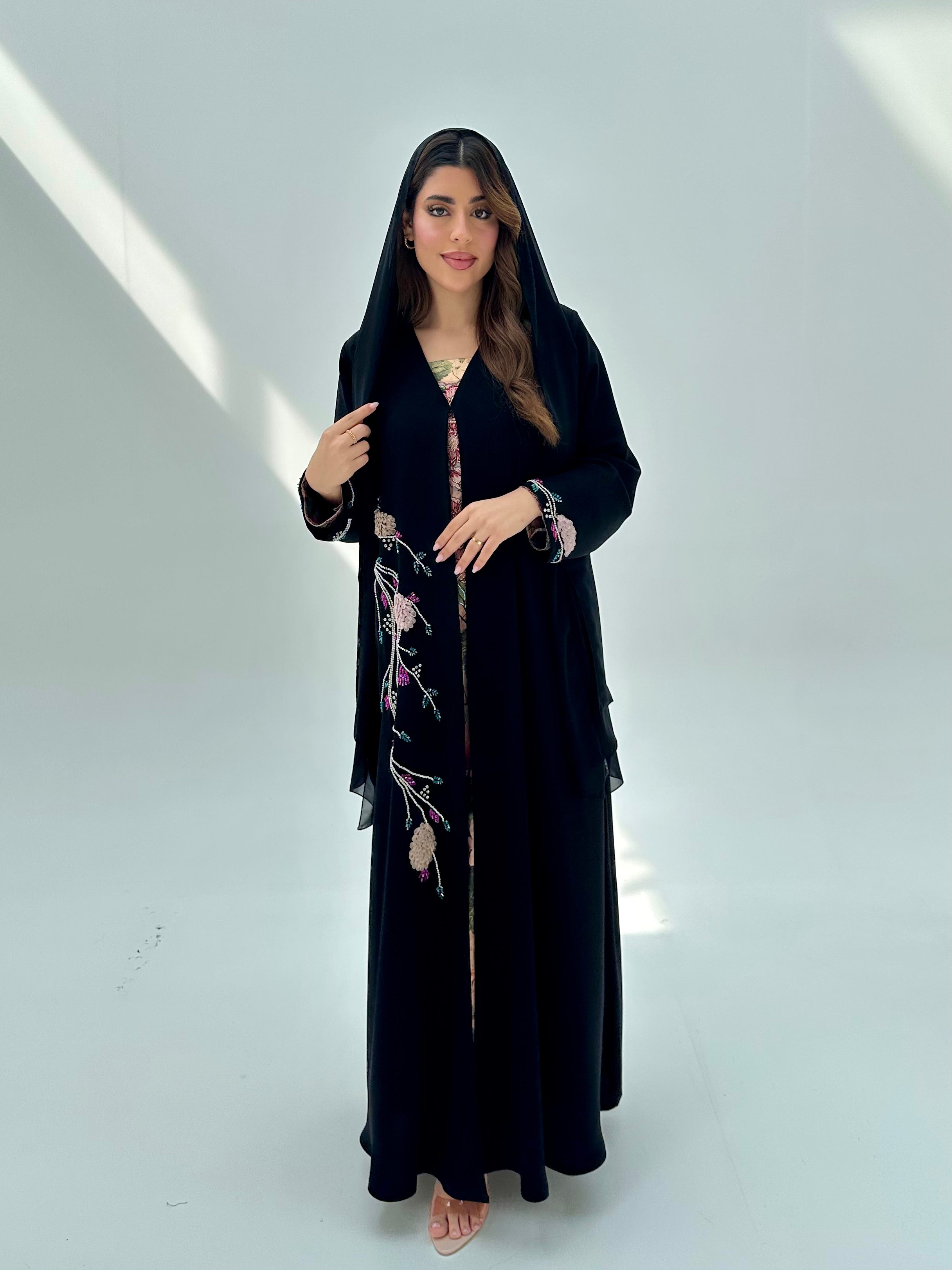 C 2080 Black Beaded Abaya