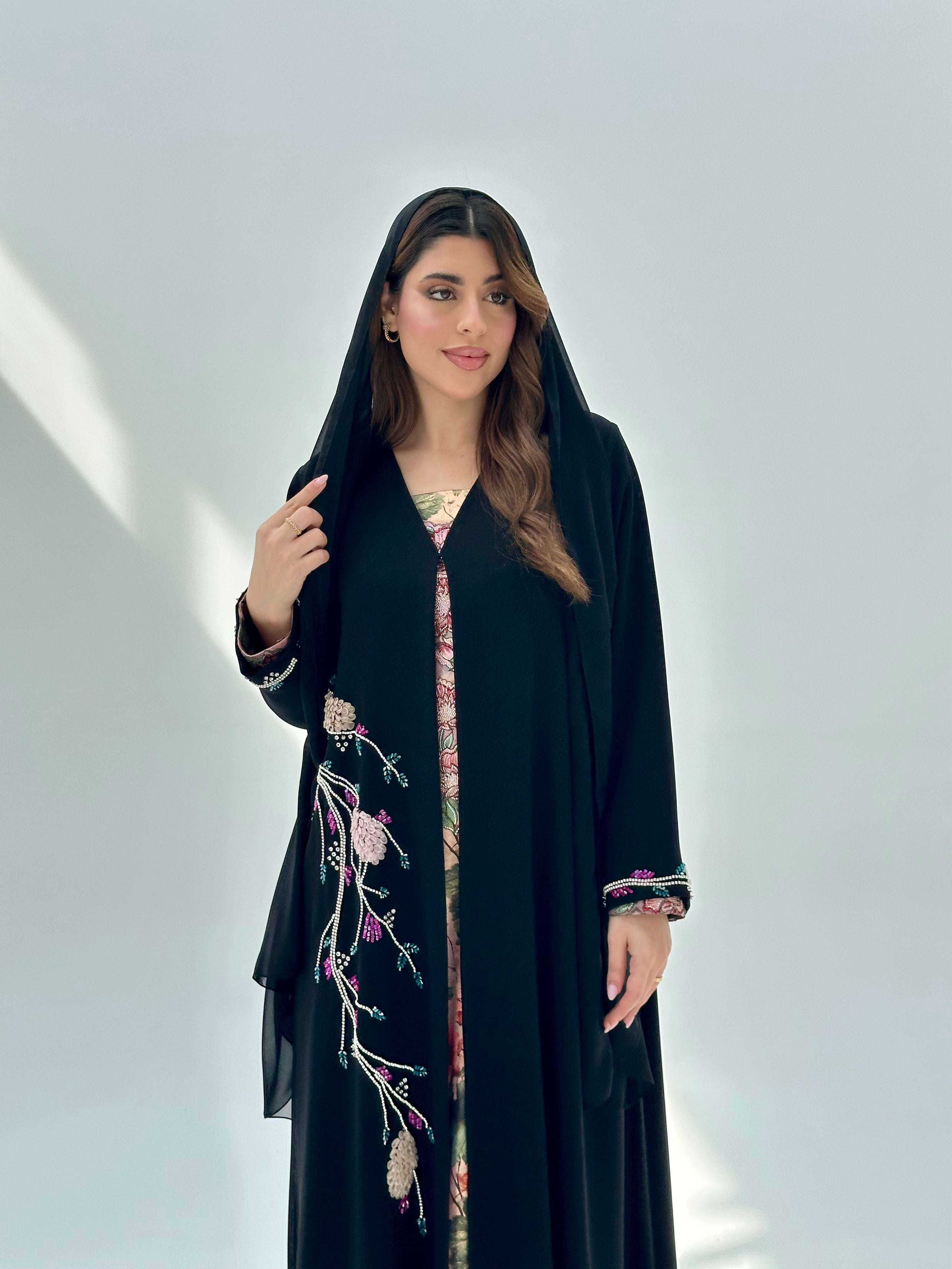 C 2080 Black Beaded Abaya