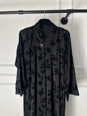 C 2082 Black Floral Printed Abaya