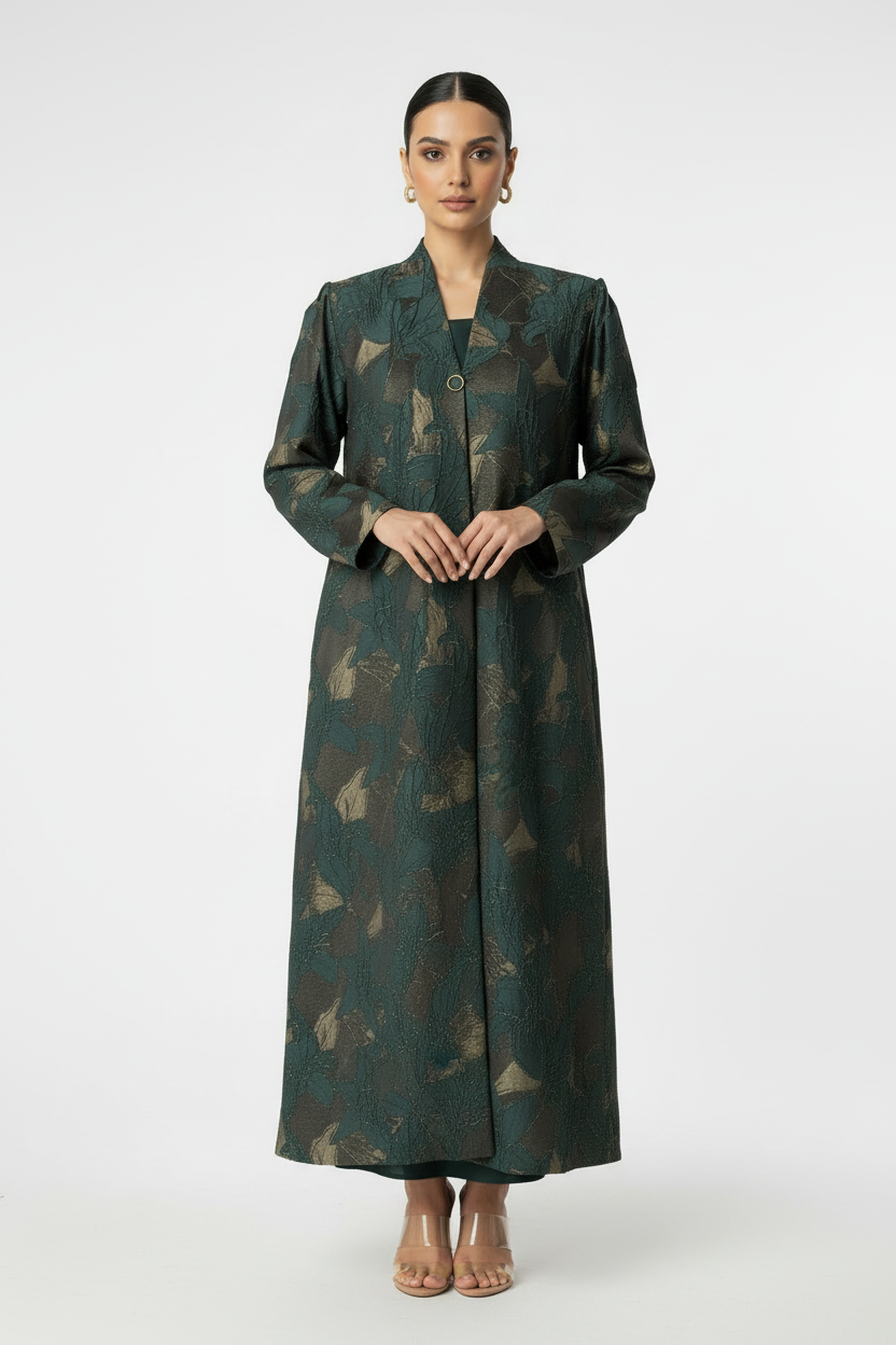 C 2083-01 Teal Gold Abaya