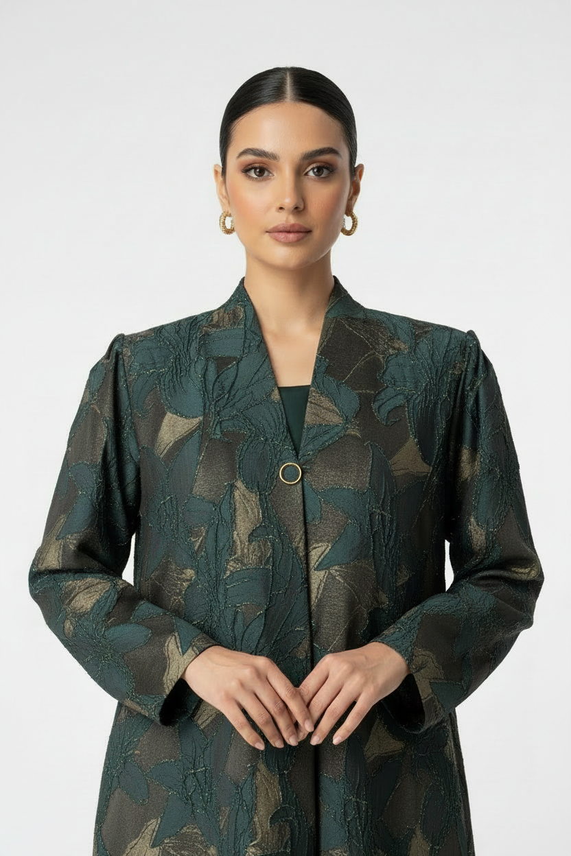 C 2083-01 Teal Gold Abaya