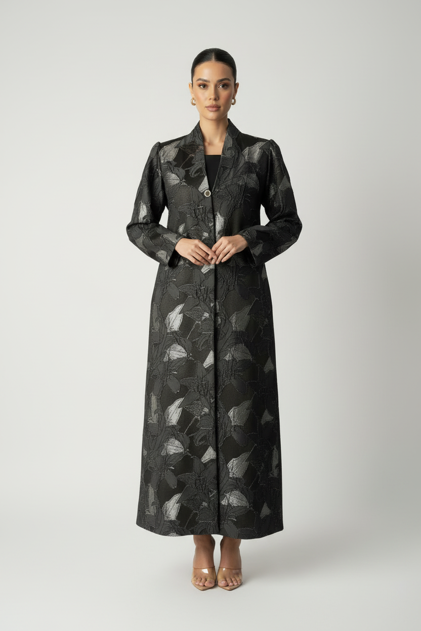 C 2083-03 Black Silver Abaya