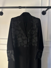 C 2086 Black Floral Lace Abaya