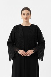 C 2087 Black Beaded Dantel Abaya