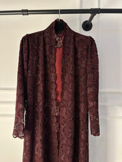 C 2088-01 Maroon Dantel Abaya
