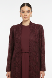 C 2088-01 Maroon Dantel Abaya