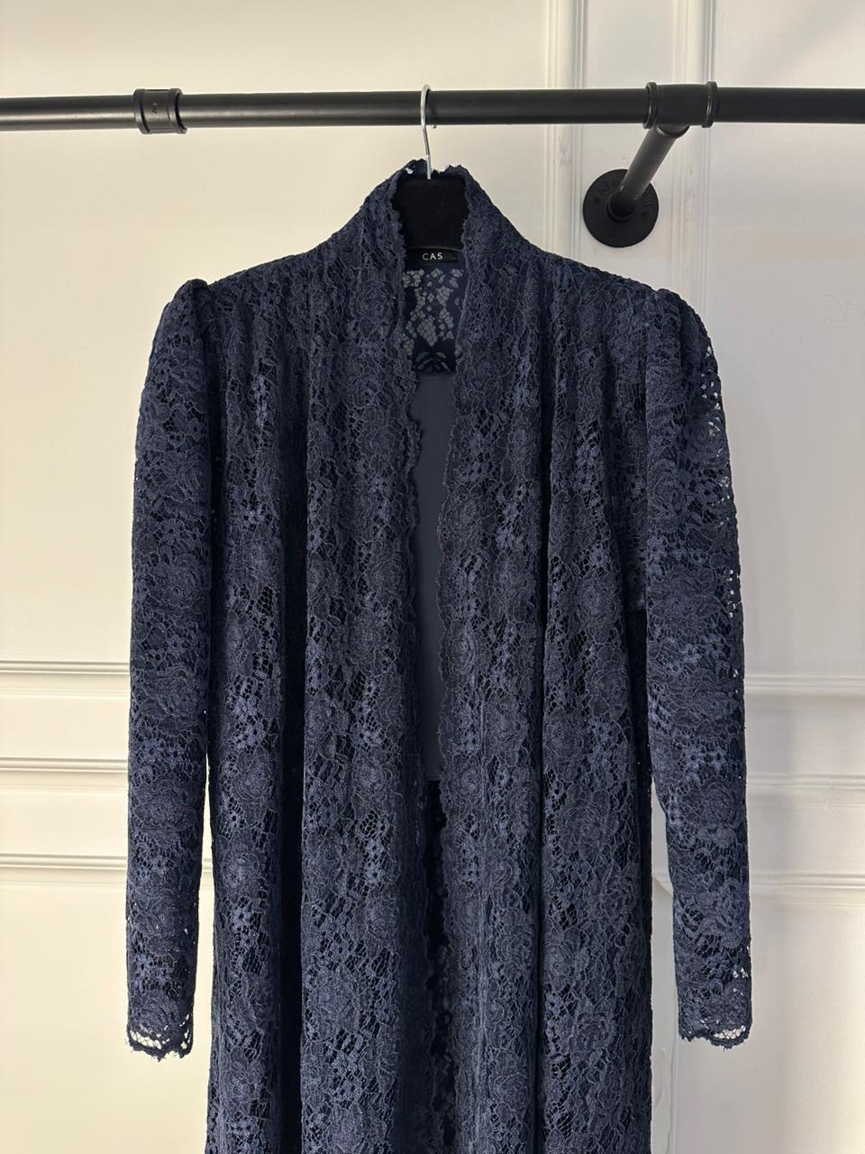 C 2088-02 Navy Blue Dantel Abaya